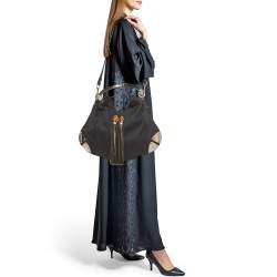 Pre Owned Gucci Black GG Canvas and Leather Large Babouska Indy Hobo