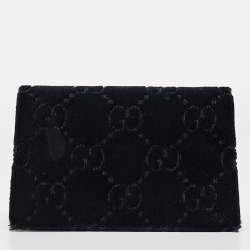 Gucci Black GG Velvet and Leather Super Mini Dionysus Shoulder Bag