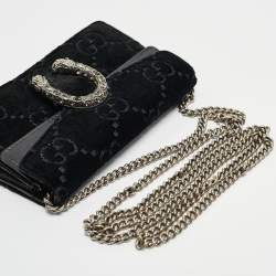Gucci Black GG Velvet and Leather Super Mini Dionysus Shoulder Bag