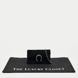 Gucci Black GG Velvet and Leather Super Mini Dionysus Shoulder Bag