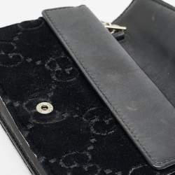 Gucci Black GG Velvet and Leather Super Mini Dionysus Shoulder Bag