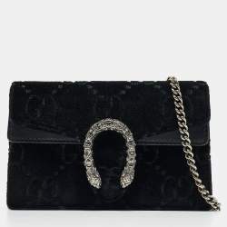 Gucci Black GG Velvet and Leather Super Mini Dionysus Shoulder Bag