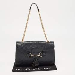 Gucci Black Guccisima Leather Medium Emily Shoulder Bag