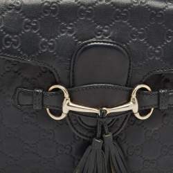 Gucci Black Guccisima Leather Medium Emily Shoulder Bag