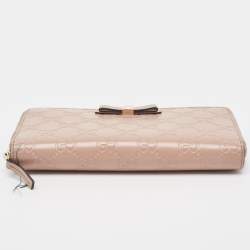 Gucci Beige Guccissima Leather Zip Around Continental Wallet