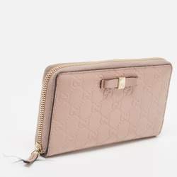 Gucci Beige Guccissima Leather Zip Around Continental Wallet
