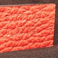 Pre Owned Gucci Red Leather Bamboo Zip Clutch