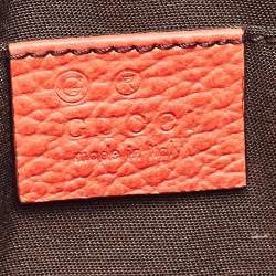 Pre Owned Gucci Red Leather Bamboo Zip Clutch