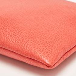 Pre Owned Gucci Red Leather Bamboo Zip Clutch