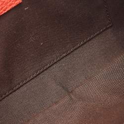 Pre Owned Gucci Red Leather Bamboo Zip Clutch