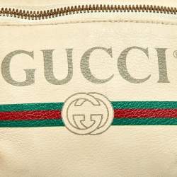 Gucci Cream Leather Logo Web Belt Bag