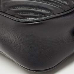 Pre Owned Gucci Black Matelassé Leather Small GG Marmont Camera Crossbody Bag