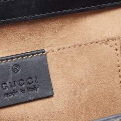 Pre Owned Gucci Black/Beige GG Supreme Canvas and Leather Small Padlock Shoulder Bag