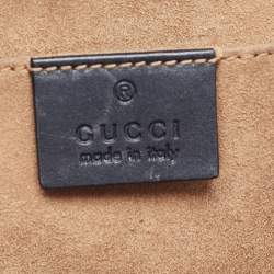 Pre Owned Gucci Black/Beige GG Supreme Canvas and Leather Small Padlock Shoulder Bag
