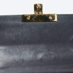 Pre Owned Gucci Black/Beige GG Supreme Canvas and Leather Small Padlock Shoulder Bag