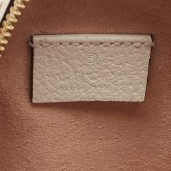 Gucci Off White Leather Mini Ophidia Round Shoulder Bag