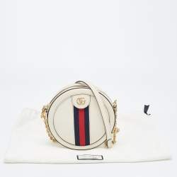 Gucci Off White Leather Mini Ophidia Round Shoulder Bag