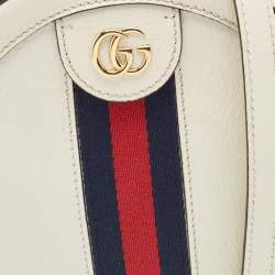 Gucci Off White Leather Mini Ophidia Round Shoulder Bag