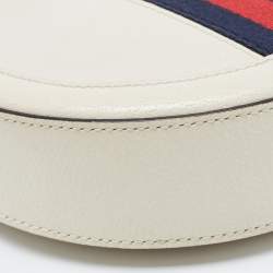 Gucci Off White Leather Mini Ophidia Round Shoulder Bag