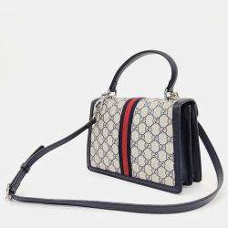 Pre Owned Gucci Ophidia PVC Navy Blue Top Handle Bag