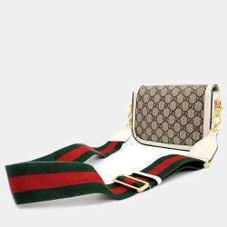 Gucci Beige/Ivory GG Canvas and Leather Horsebit 1955 Mini Bag