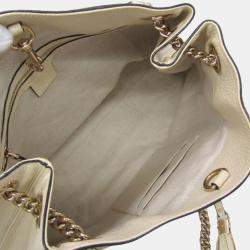 Gucci Cream Leather Soho Chain Tote Bag 