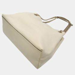 Gucci Cream Leather Soho Chain Tote Bag 