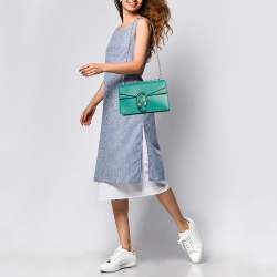Pre Owned Gucci Green Leather Small Dionysus Crystals Shoulder Bag