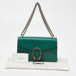 Pre Owned Gucci Green Leather Small Dionysus Crystals Shoulder Bag