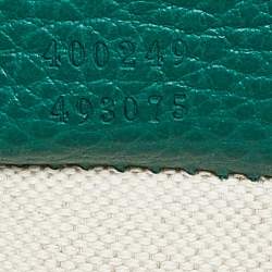 Pre Owned Gucci Green Leather Small Dionysus Crystals Shoulder Bag