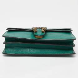 Pre Owned Gucci Green Leather Small Dionysus Crystals Shoulder Bag
