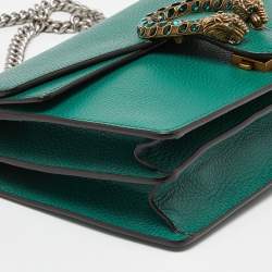 Pre Owned Gucci Green Leather Small Dionysus Crystals Shoulder Bag