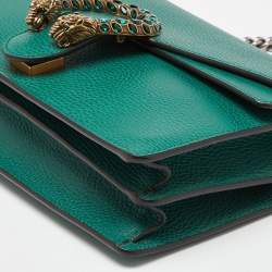 Pre Owned Gucci Green Leather Small Dionysus Crystals Shoulder Bag