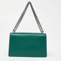 Pre Owned Gucci Green Leather Small Dionysus Crystals Shoulder Bag