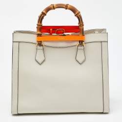 مملوكة مسبقًا حقيبة يد توتس غوتشي ديانا جلد أوف وايت متوسطة