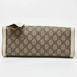 Pre Owned Gucci Beige/Off White GG Supreme Canvas and Leather Small Padlock Tote