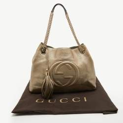 Gucci Gold Leather Medium Soho Chain Tote