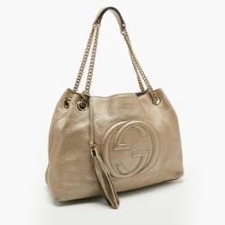 Gucci Gold Leather Medium Soho Chain Tote