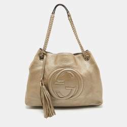 Gucci Gold Leather Medium Soho Chain Tote