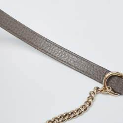 Pre Owned حقيبة كتف غوتشي حرف جي جلد رصاصي صغيرة