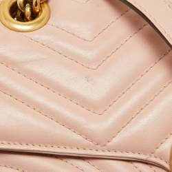 Pre Owned Gucci Pink Leather GG Small Marmont Matelassé Shoulder Bag