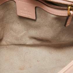 Pre Owned Gucci Pink Leather GG Small Marmont Matelassé Shoulder Bag