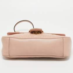 Pre Owned Gucci Pink Leather GG Small Marmont Matelassé Shoulder Bag