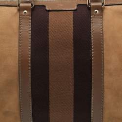 Pre Owned Gucci Brown Nubuck and Leather Medium Vintage Web Boston Bag