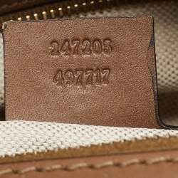 Pre Owned Gucci Brown Nubuck and Leather Medium Vintage Web Boston Bag
