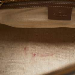 Pre Owned Gucci Brown Nubuck and Leather Medium Vintage Web Boston Bag