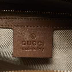 Pre Owned Gucci Brown Nubuck and Leather Medium Vintage Web Boston Bag