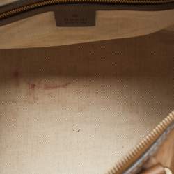 Pre Owned Gucci Brown Nubuck and Leather Medium Vintage Web Boston Bag