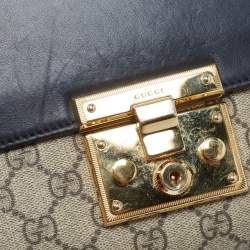 Gucci Beige/Black GG Supreme Canvas and Leather Medium Padlock Shoulder Bag