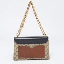 Gucci Beige/Black GG Supreme Canvas and Leather Medium Padlock Shoulder Bag